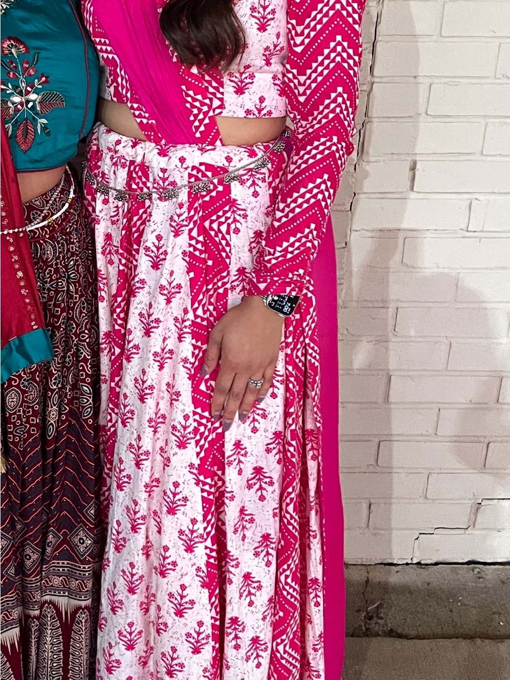 Pink and White Printed Maxi Skirt - Women's Floral Wrap Skirt